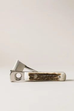 Stag antler Cylindrical cigar set with V cutter