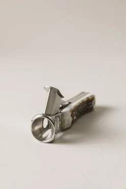 Stag antler Cylindrical cigar set with V cutter