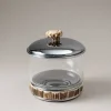 Stag antler Glass cotton jar with natural material base