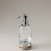 Stag antler Glass soap dispenser with natural material base
