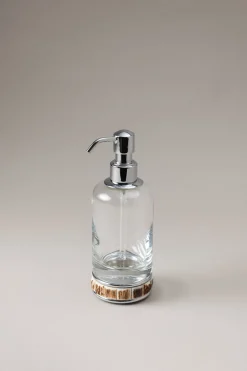 Stag antler Glass soap dispenser with natural material base