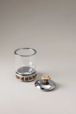 Stag antler Glass toilet ear picks jar with natural material base