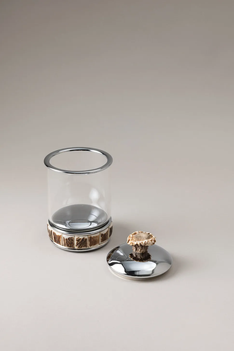 Stag antler Glass toilet ear picks jar with natural material base