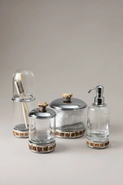 Stag antler Glass toilet ear picks jar with natural material base