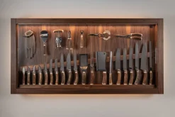 Stag antler Large cabinet wall-mounted knives set