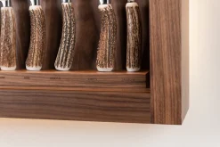 Stag antler Large cabinet wall-mounted knives set