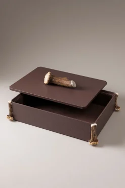 Stag antler Large octagonal tidy box