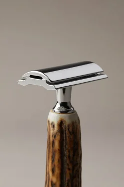Stag antler OId style safety razor