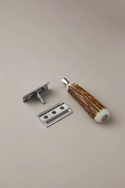 Stag antler OId style safety razor