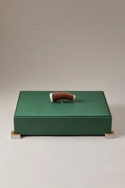 Stag antler Rectangular tidy box nautical leather