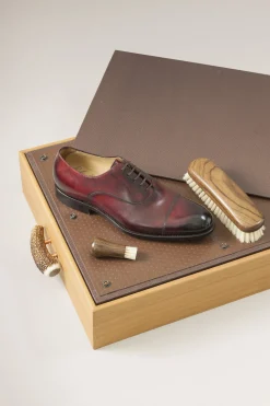 Stag antler Shoe shine box with Ovangkol brushes