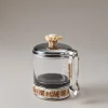 Stag antler Sugar bowl for lumps with tong