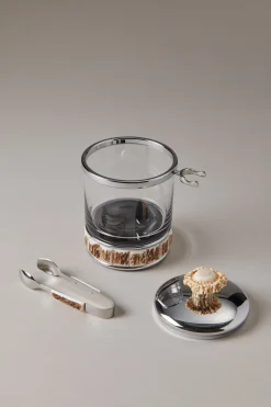 Stag antler Sugar bowl for lumps with tong