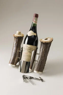 Stag antler Wine bottle rest with handles