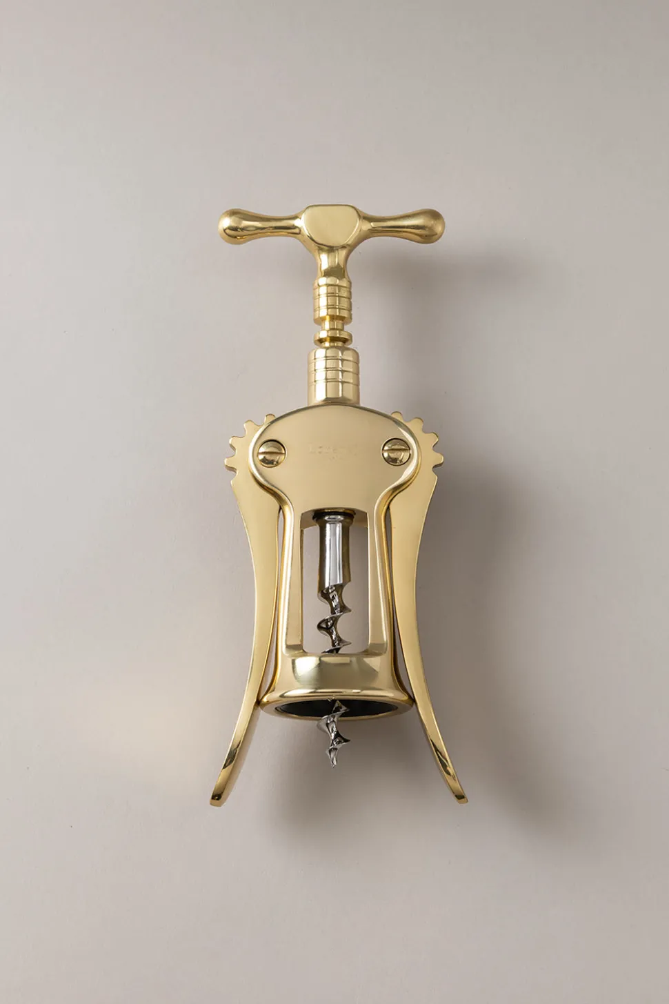 Varnished brass Brass double lever corkscrew