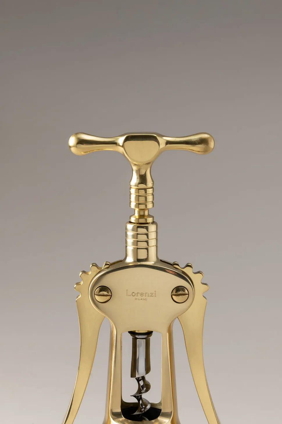 Varnished brass Brass double lever corkscrew