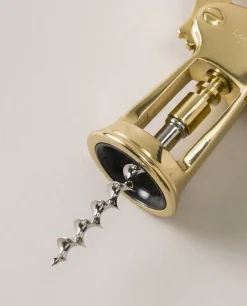 Varnished brass Brass double lever corkscrew