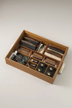 Warthog Shoe shine box with Makassar ebony brushes