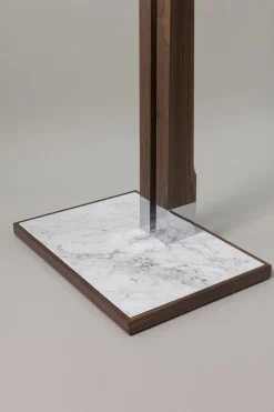 White Carrara marble Bathroom valet with mirror and plain shoulders