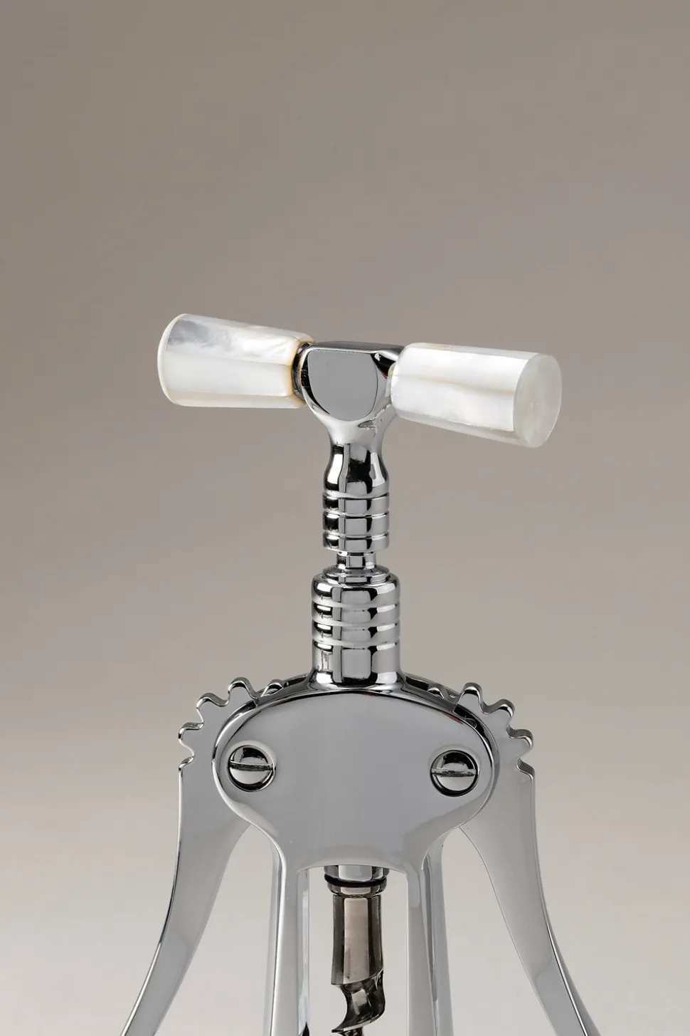 White mother of pearl Brass double lever corkscrew