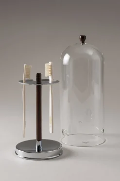 Wood Toilet tooth-brush holder with glass covering