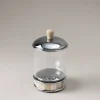 Zebu Glass toilet ear picks jar with natural material base