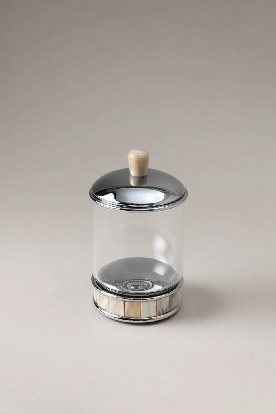 Zebu Glass toilet ear picks jar with natural material base